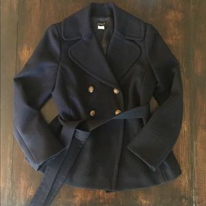 J. Crew Navy Wool Pea Coat with Belt
